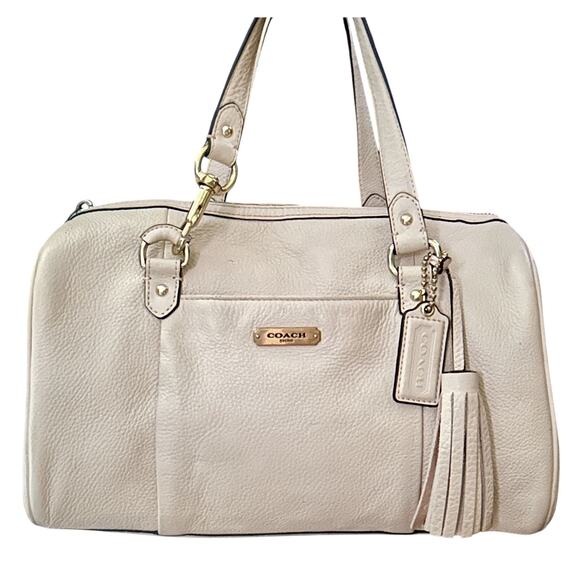 Coach 2013 Avery Stone (Cream) Pebbled Leather Zip Satchel F26121 - Picture 1 of 9